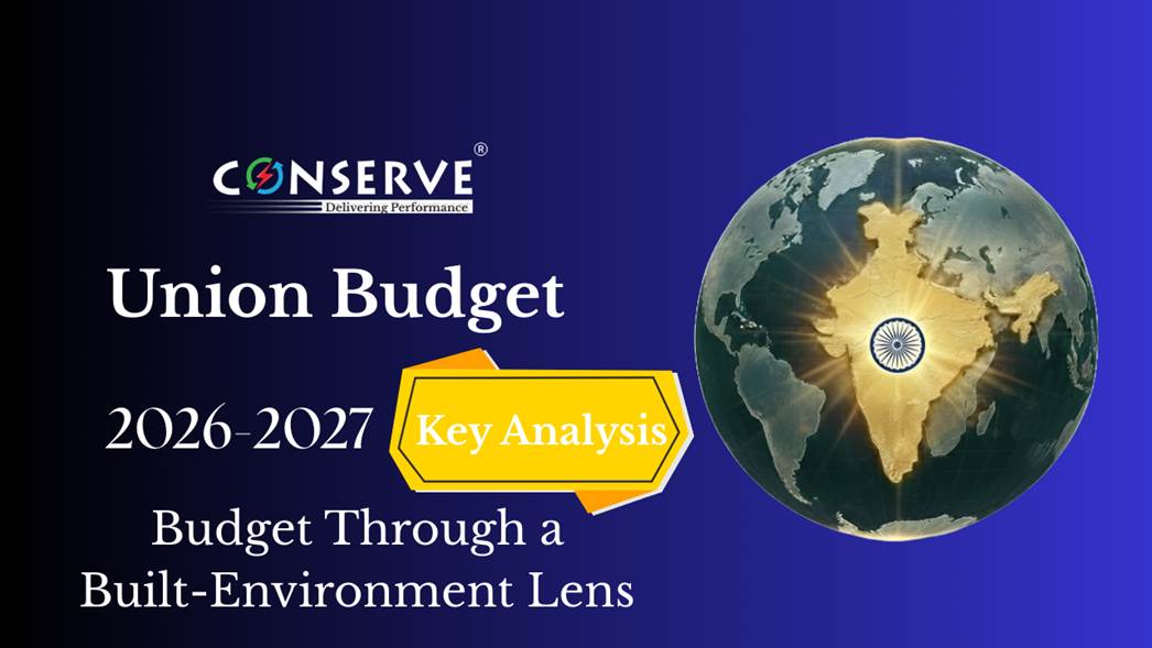 Union Budget 2026 sustainability roadmap showing decarbonisation, clean energy and green construction strategies for India's built environment